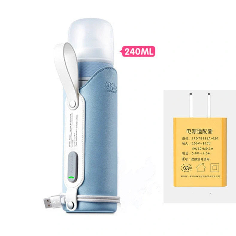 Glass baby bottle with wide opening showing 240ml measurement markings and straight-sided design