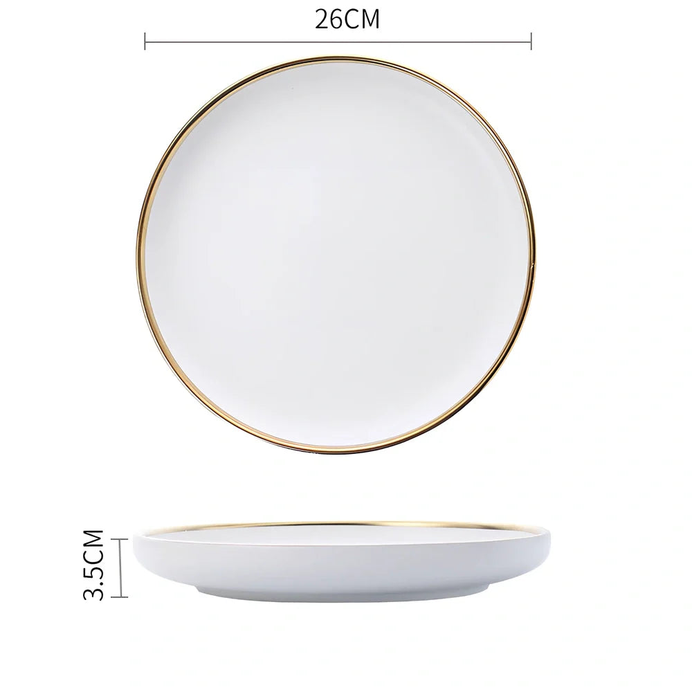 White bone china dinnerware set with 45% bone meal, 7 pieces from 3.5-inch to 10-inch plates