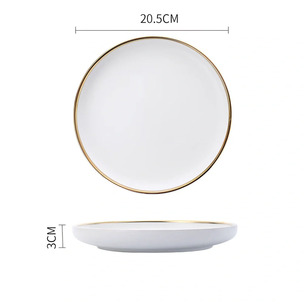 White bone china dinnerware set with 45% bone meal, 7 pieces from 3.5-inch to 10-inch plates