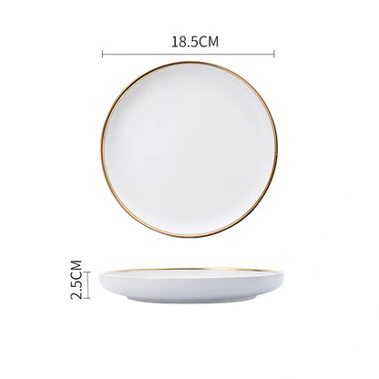 White bone china dinnerware set with 45% bone meal, 7 pieces from 3.5-inch to 10-inch plates