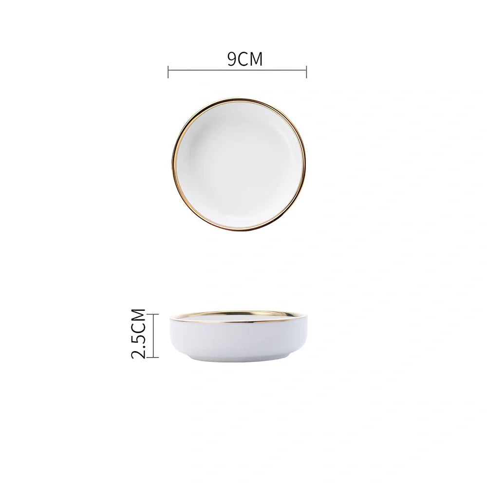 White bone china dinnerware set with 45% bone meal, 7 pieces from 3.5-inch to 10-inch plates