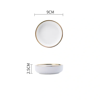 White bone china dinnerware set with 45% bone meal, 7 pieces from 3.5-inch to 10-inch plates