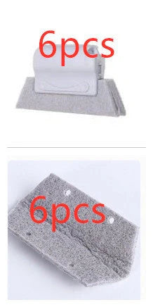 Window groove cleaning brush with comfortable grip and scouring pad head