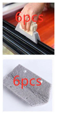 Window groove cleaning brush with comfortable grip and scouring pad head