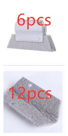 Window groove cleaning brush with comfortable grip and scouring pad head