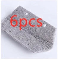 Window groove cleaning brush with comfortable grip and scouring pad head