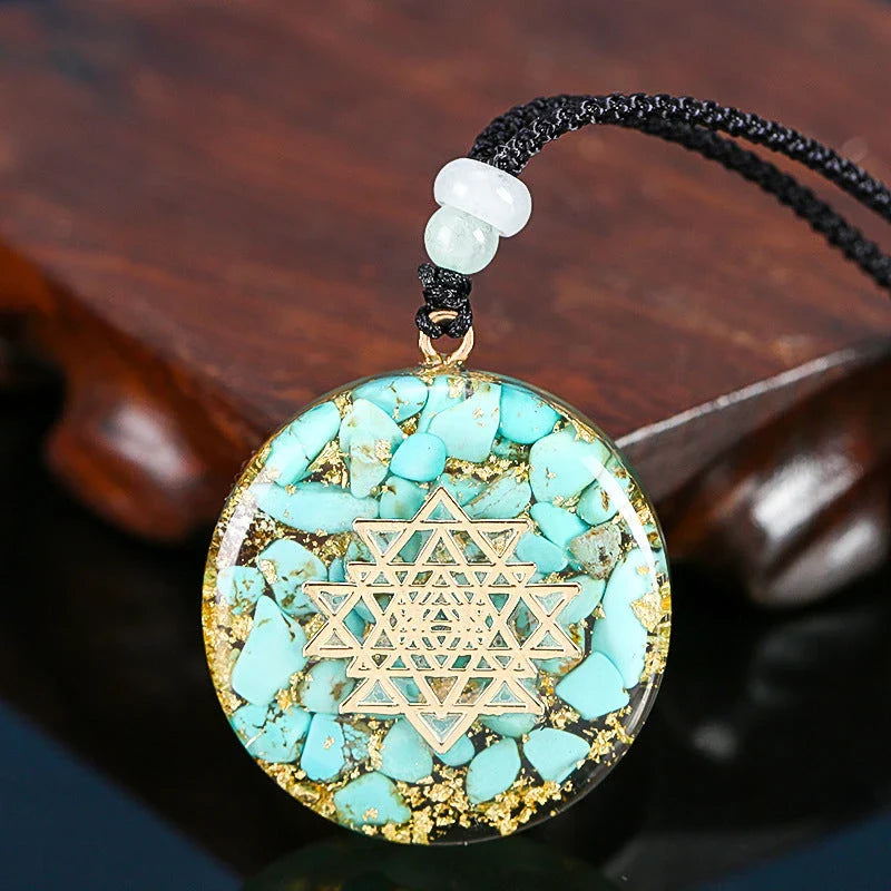 Chakra-Balancing Crushed Turquoise Pendant Necklace - Uplifting Energy Booster for Meditation and Mindfulness