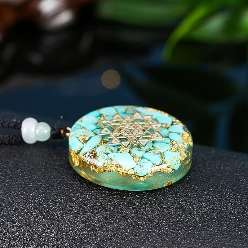 Chakra-Balancing Crushed Turquoise Pendant Necklace - Uplifting Energy Booster for Meditation and Mindfulness