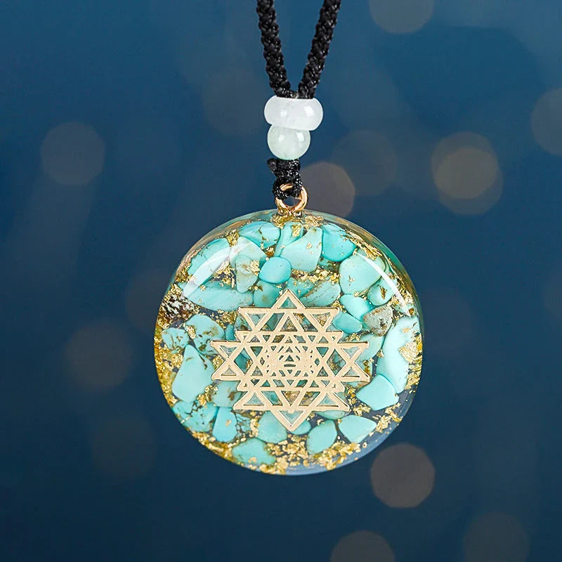 Chakra-Balancing Crushed Turquoise Pendant Necklace - Uplifting Energy Booster for Meditation and Mindfulness