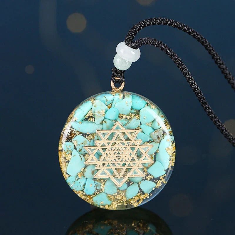 Chakra-Balancing Crushed Turquoise Pendant Necklace - Uplifting Energy Booster for Meditation and Mindfulness