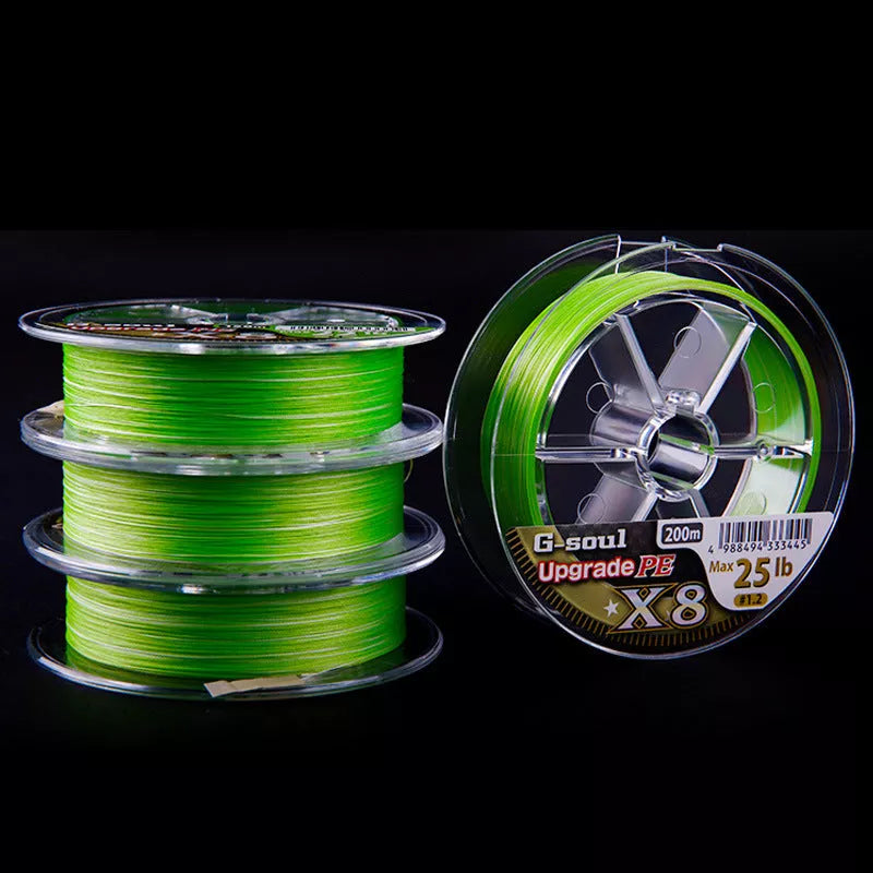 YGK PE Line 8 Series Fishing Line with fluorescent color for enhanced visibility