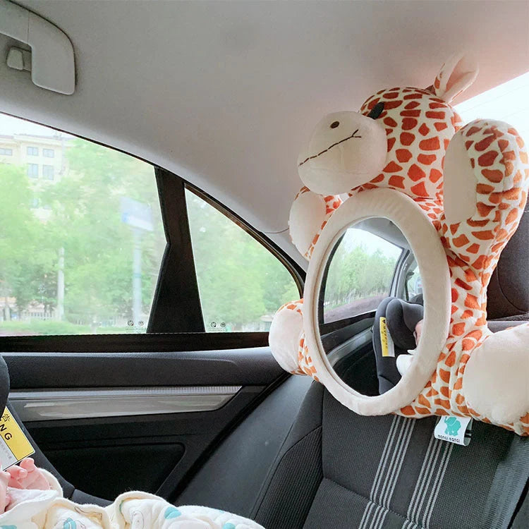 Soft flannel car safety seat rear view mirror with deer basket design