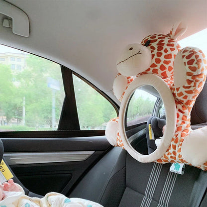 Soft flannel car safety seat rear view mirror with deer basket design