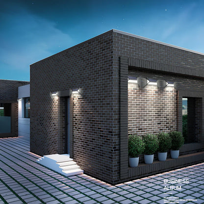 Black solar-powered wall light with 33 LED bulbs for outdoor illumination