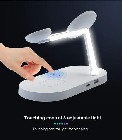 Premium 5-in-1 wireless charging station with magnetic device holder and adjustable night light