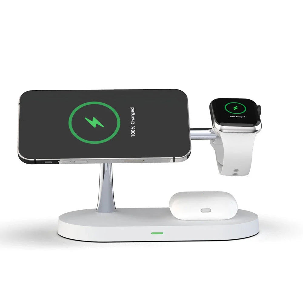 Premium 5-in-1 wireless charging station with magnetic device holder and adjustable night light