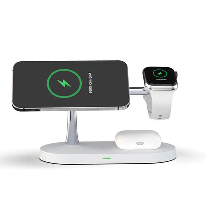 Premium 5-in-1 wireless charging station with magnetic device holder and adjustable night light