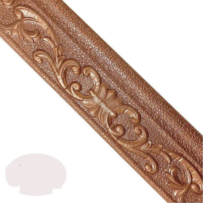 Self-adhesive waistline decorative border skirting line with grid pattern in living room setting showing anti-fouling anti-mildew properties