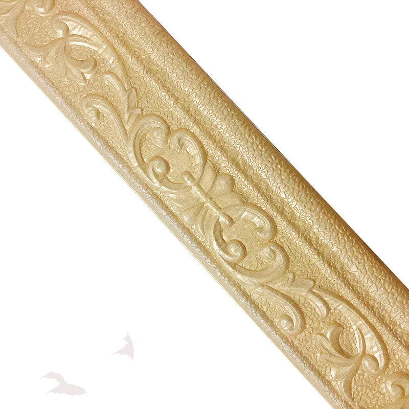 Self-adhesive waistline decorative border skirting line with grid pattern in living room setting showing anti-fouling anti-mildew properties