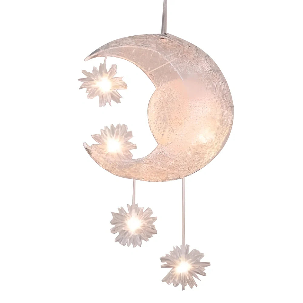 Aluminum wire star moon chandelier with 5W LED, 250mm wide, adjustable 0.6m height for warm or white light in 15-30㎡ areas