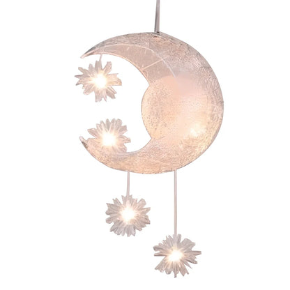 Aluminum wire star moon chandelier with 5W LED, 250mm wide, adjustable 0.6m height for warm or white light in 15-30㎡ areas