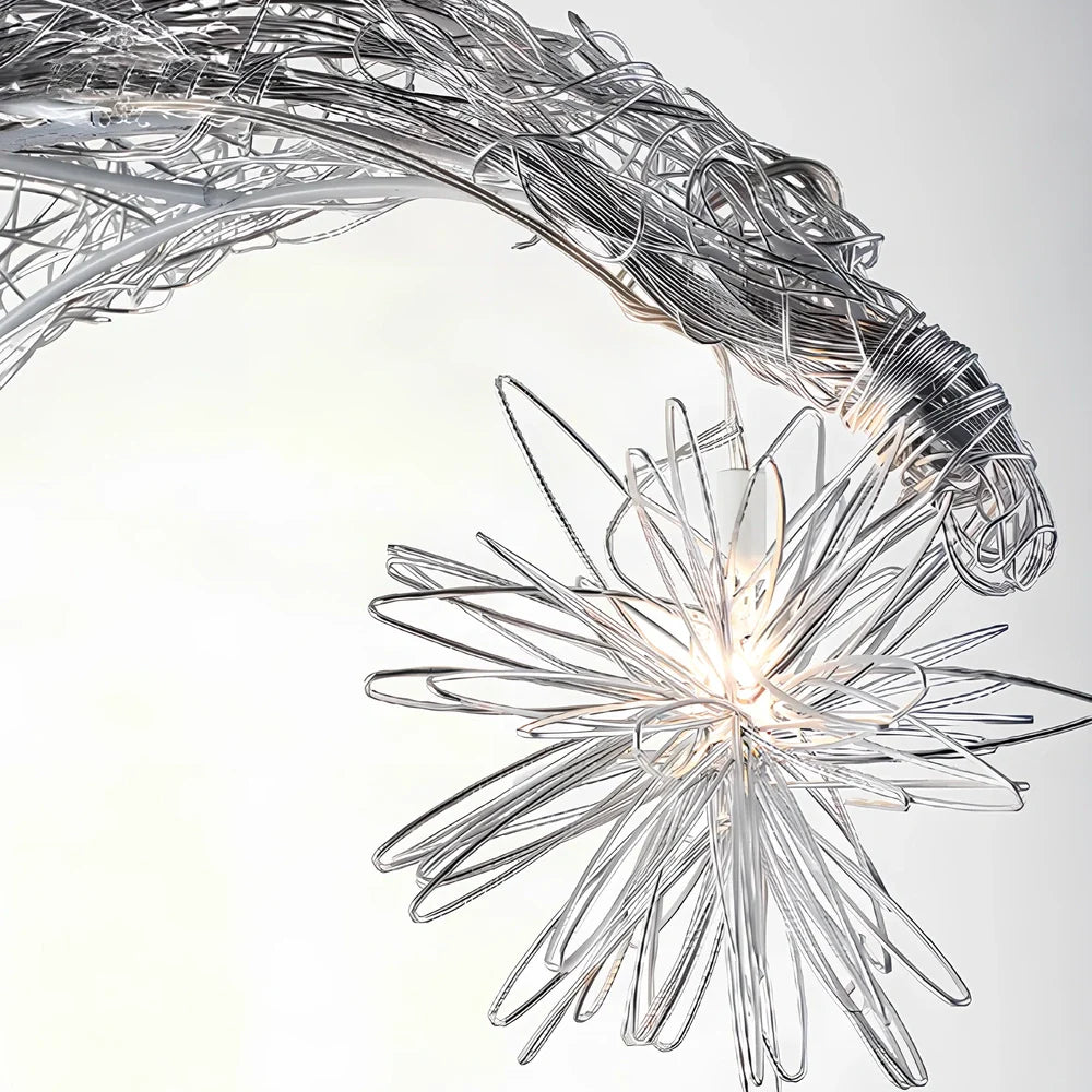 Aluminum wire star moon chandelier with 5W LED, 250mm wide, adjustable 0.6m height for warm or white light in 15-30㎡ areas