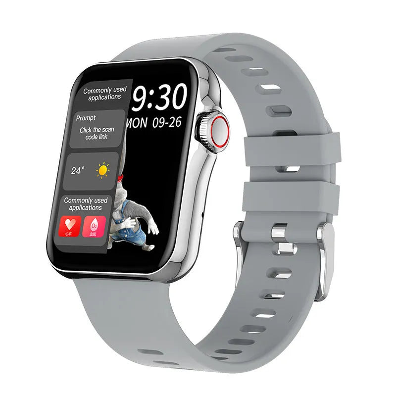 D06 black smart watch with 1.6-inch colour screen and liquid silicone strap on a wrist