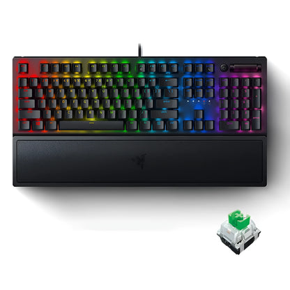 Razer BlackWidow V3 black mechanical keyboard with 104 keys, wired USB connection, and backlight