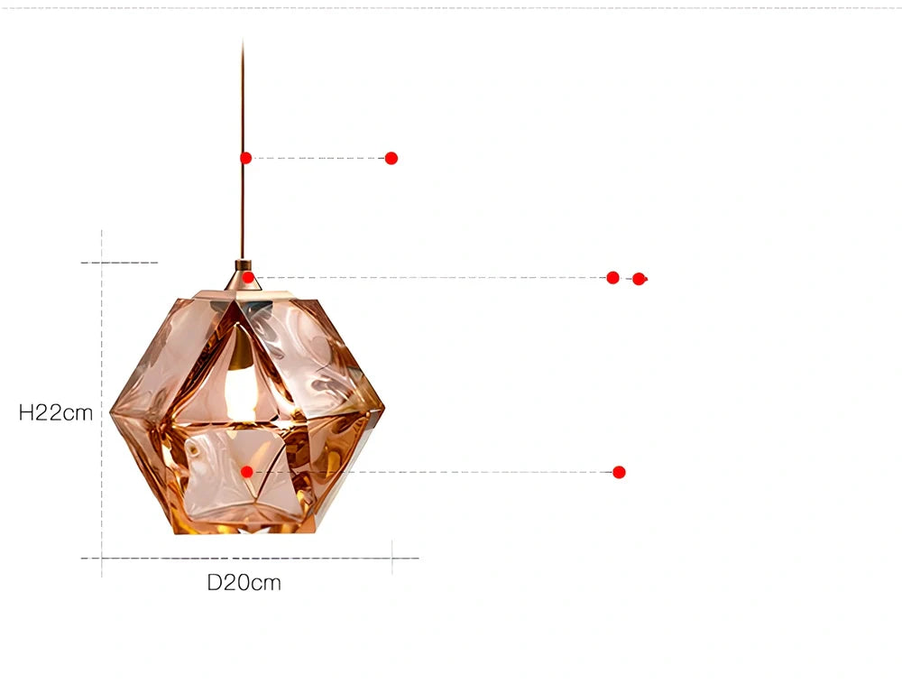 Glass Rubik's Cube chandelier with geometric design and adjustable 1m height