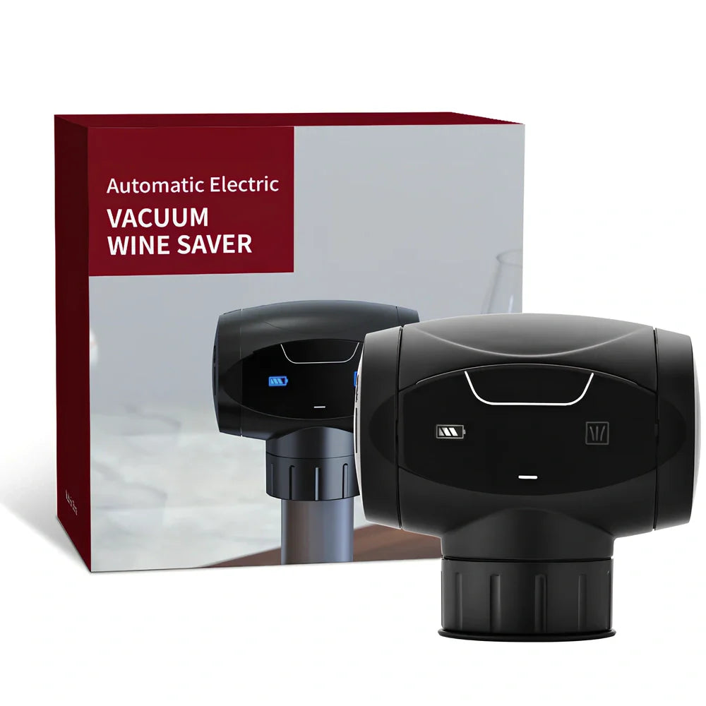 Black electric wine stopper with vacuum preservation technology for bottle freshness