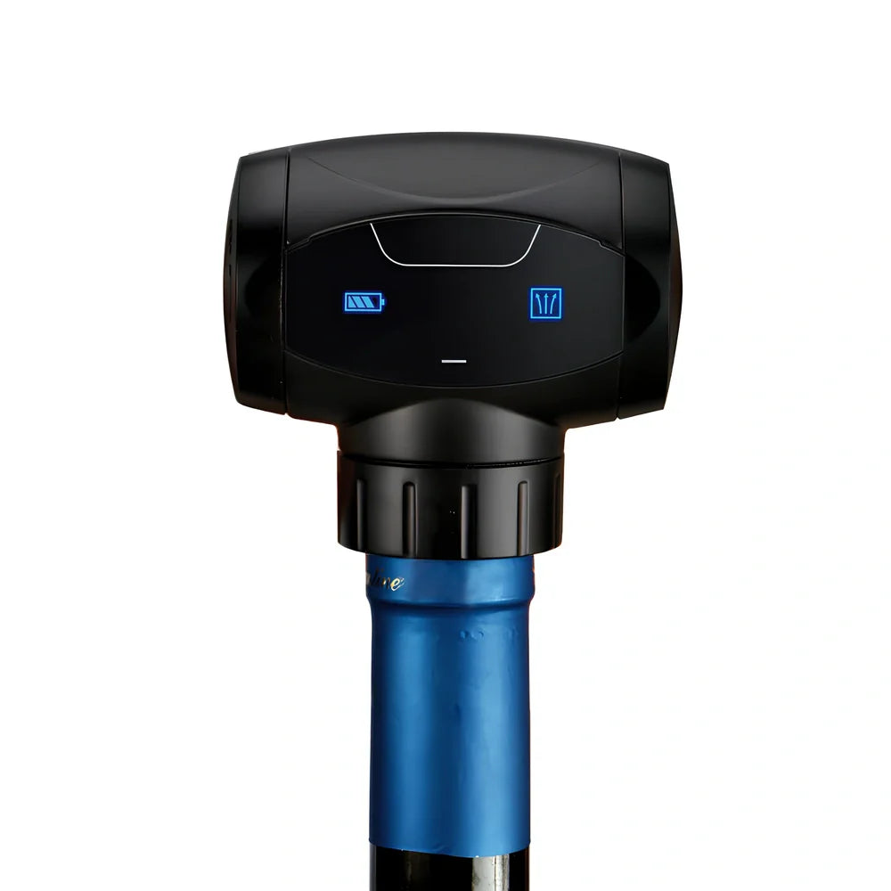 Black electric wine stopper with vacuum preservation technology for bottle freshness