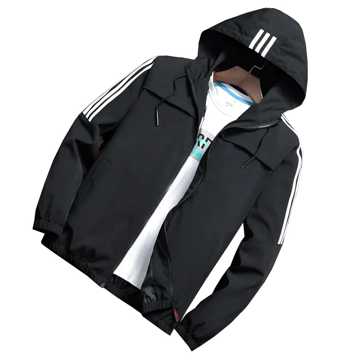 Men's polyester baseball uniform jacket in grey with long sleeves, straight hem, and side slit pockets.