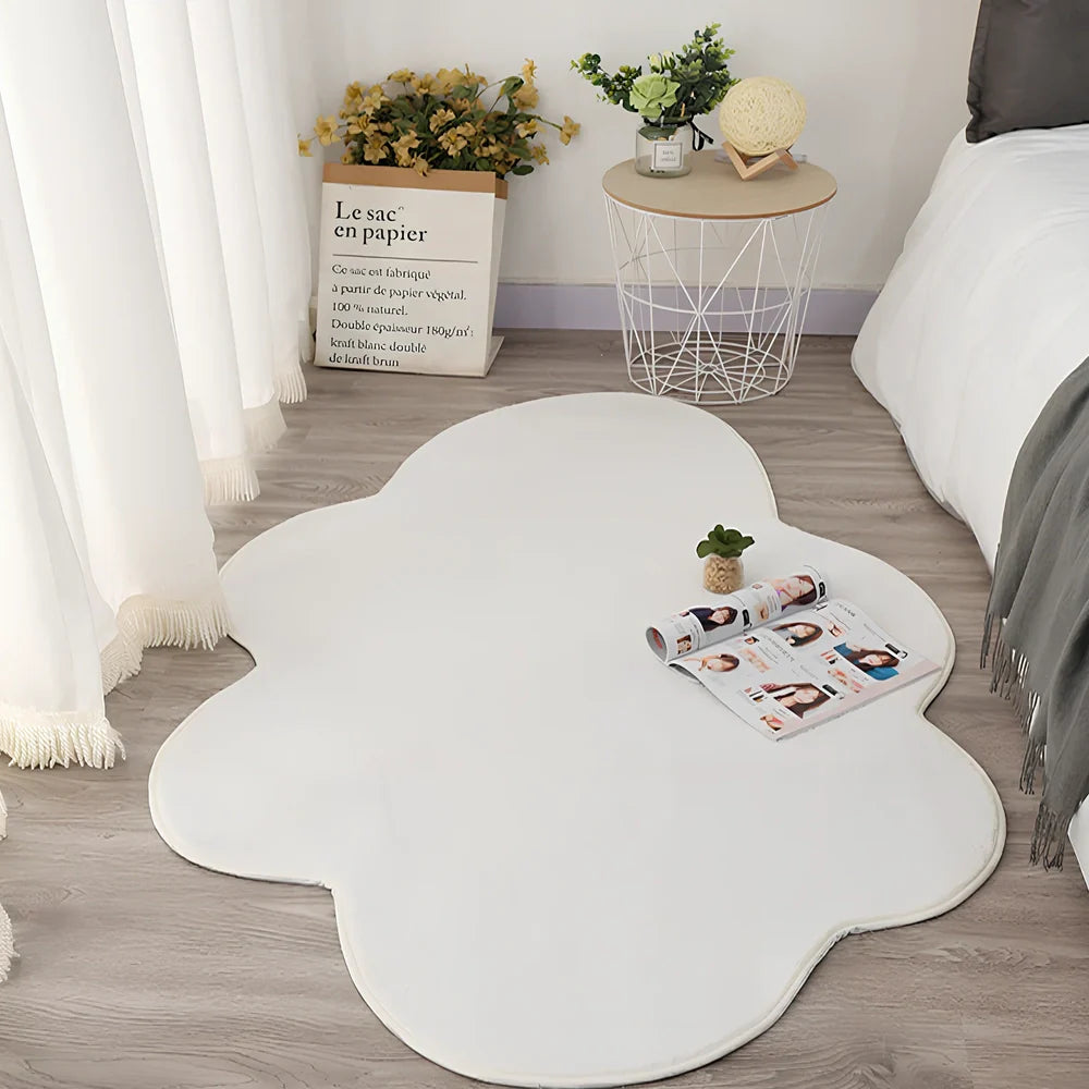 White cloud floor mat in blue colour measuring 80x120cm with plain pattern design