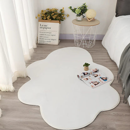 White cloud floor mat in blue colour measuring 80x120cm with plain pattern design
