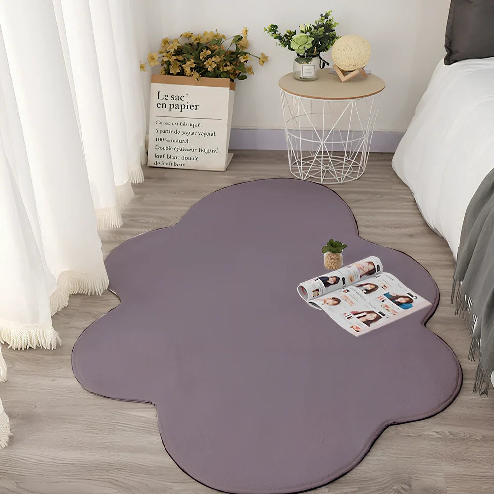 White cloud floor mat in blue colour measuring 80x120cm with plain pattern design