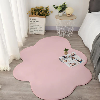 White cloud floor mat in blue colour measuring 80x120cm with plain pattern design