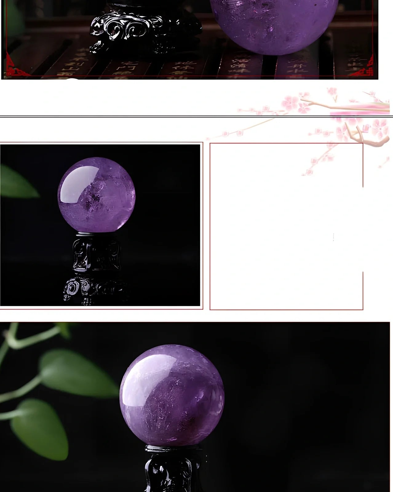 Natural purple amethyst crystal ball with polished surface in geometric sphere form