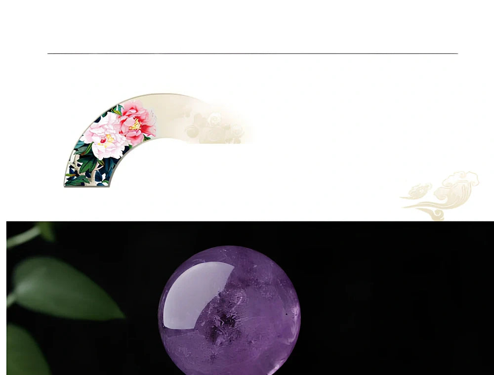 Natural purple amethyst crystal ball with polished surface in geometric sphere form