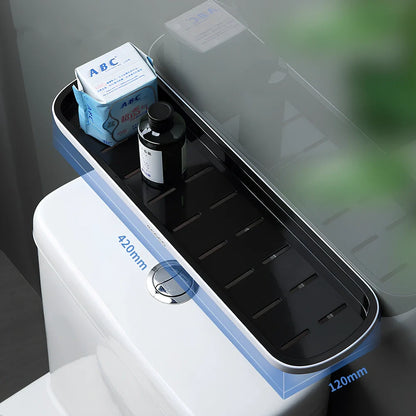 Grey wall-mounted bathroom storage rack with 35 compartments for toiletries organisation