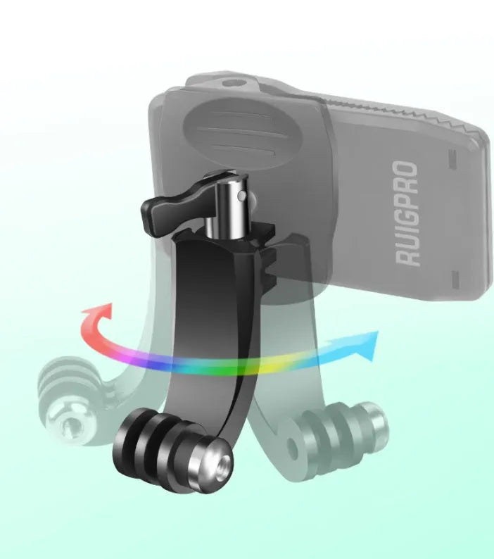 360-degree rotating backpack clip for GoPro action cameras with aluminium alloy construction