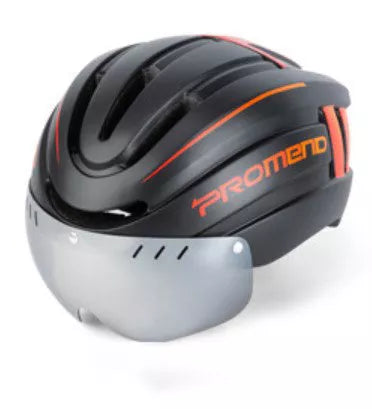 Mountain bike helmet with LED warning light and ventilation system