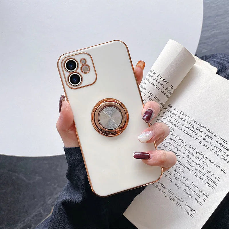 Electroplating magnetic iPhone case for car dashboard mounting in multiple colour options