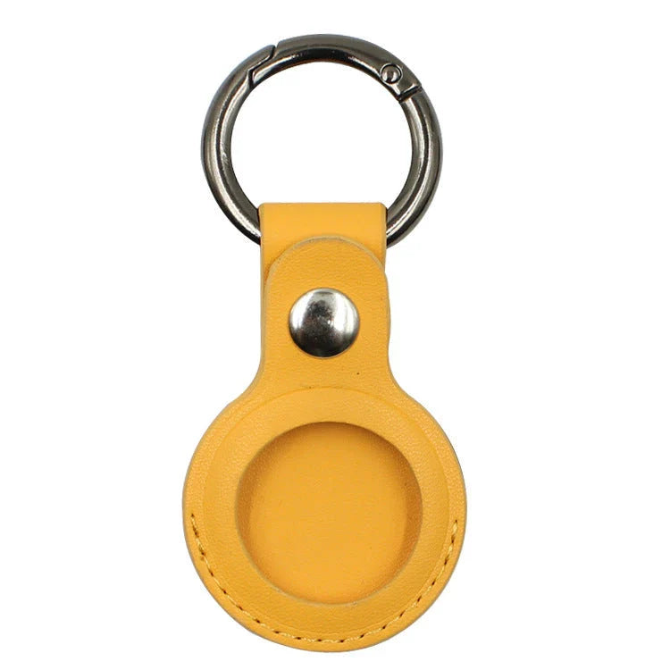 Apple-Compatible AirTags Leather Keychain Protective Case in multiple color options