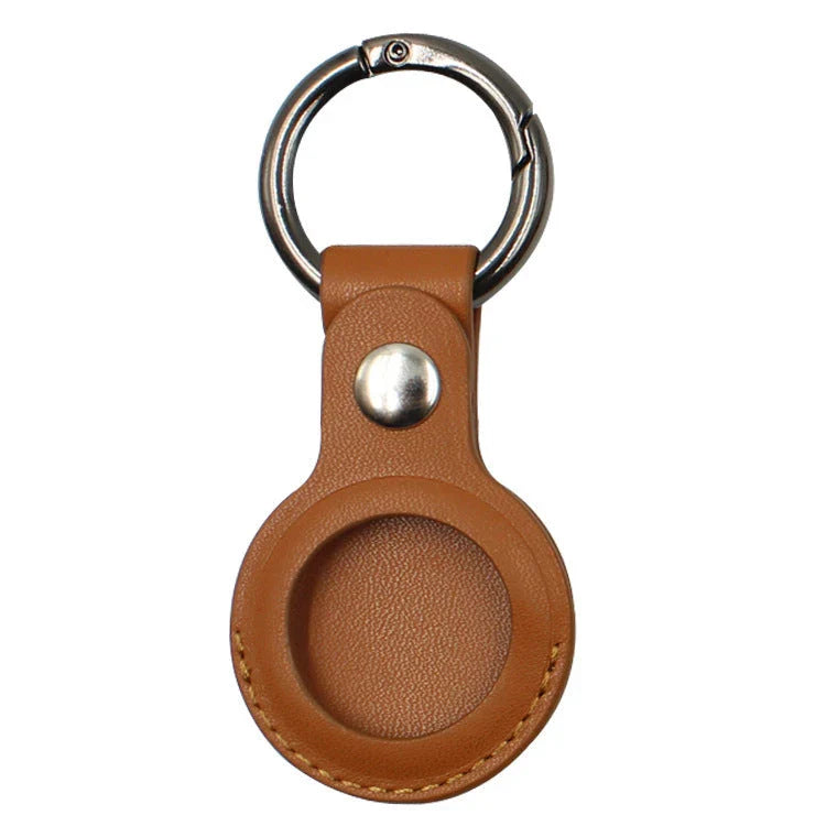 Apple-Compatible AirTags Leather Keychain Protective Case in multiple color options