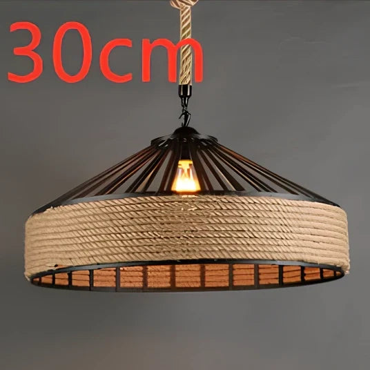 American country hemp rope chandelier with 40cm iron diameter and LED lighting