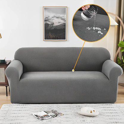 Waterproof jacquard sofa cover on modular sofa with 40x40cm pillowcases in modern living room