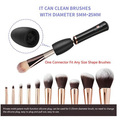 Makeup brush cleaning machine electric scrubber with 3cm silicone head and 9cm total length