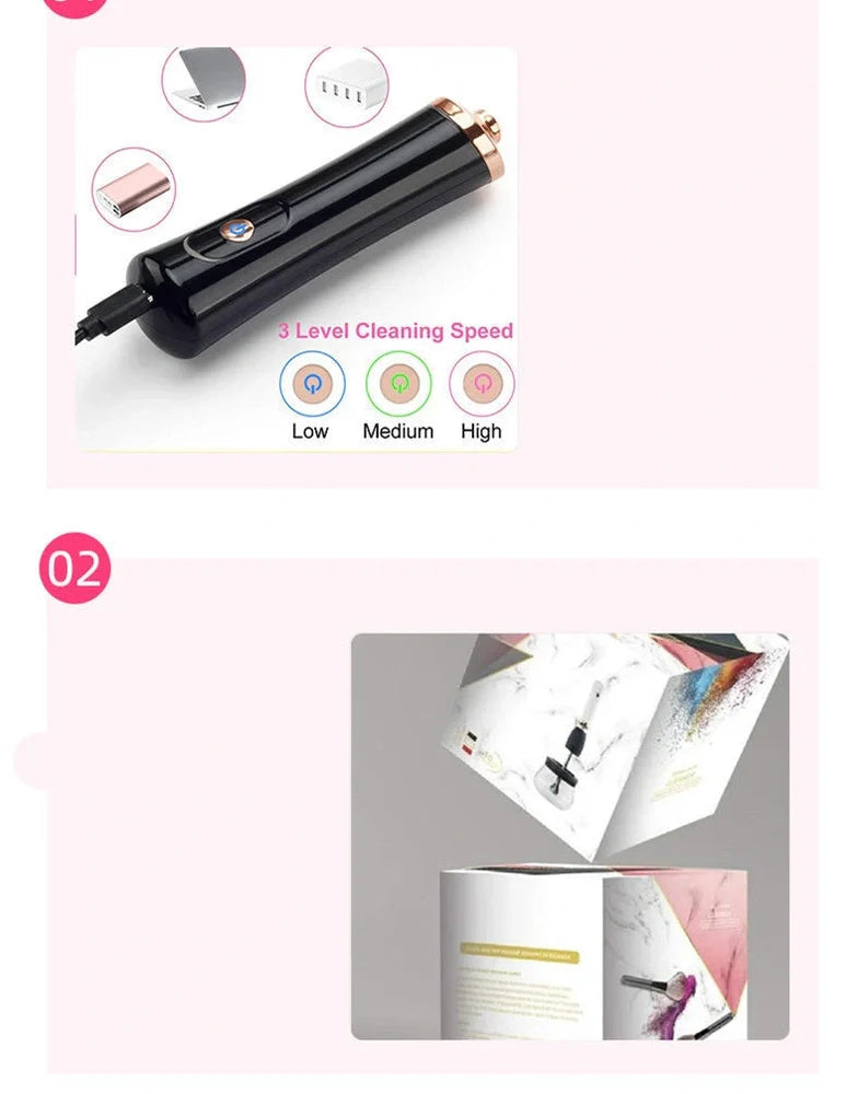 Makeup brush cleaning machine electric scrubber with 3cm silicone head and 9cm total length