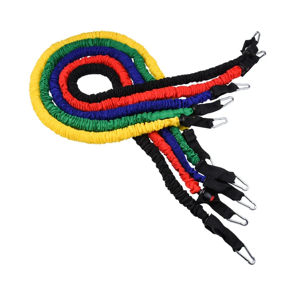 Household elastic pull rope with cloth cover showing 1.2-metre length and 100-pound resistance rating