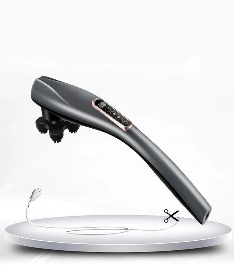 Electric Handheld Massager with 6 massage heads, kneading and vibrating massage therapy machine